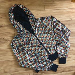Sequin cropped hoodie jacket M/L